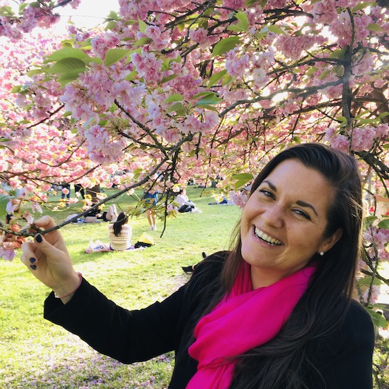 profile picture with cherry trees in Sceaux